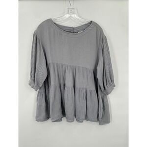 By Together Cotton Gauze Babydoll Top Womens S Boho Girly Feminine Neutral
